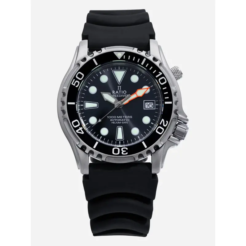 Ratio Free Diver Black Silicone Strap Men's Watch 1066Ke20-33Va-Blk 1