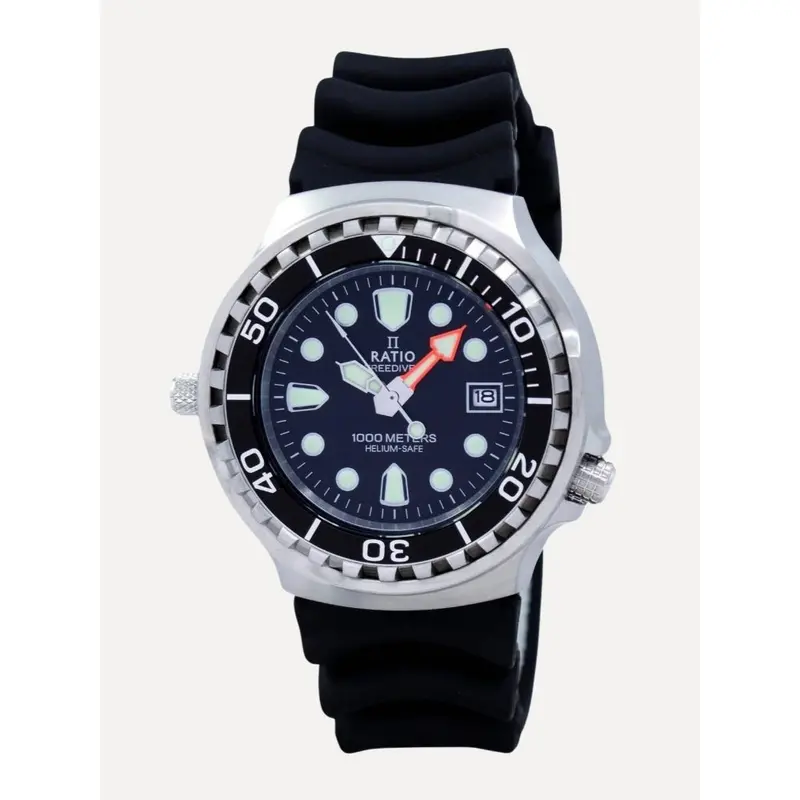 Ratio Freediver Helium Safe Black Silicone Strap Men's Watch 1038Ef102v 1