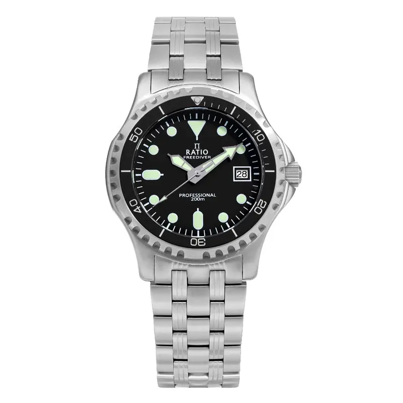 Ratio Freediver Professional Sapphire Black Dial Quartz Rtf005 200M Men's Watch 1