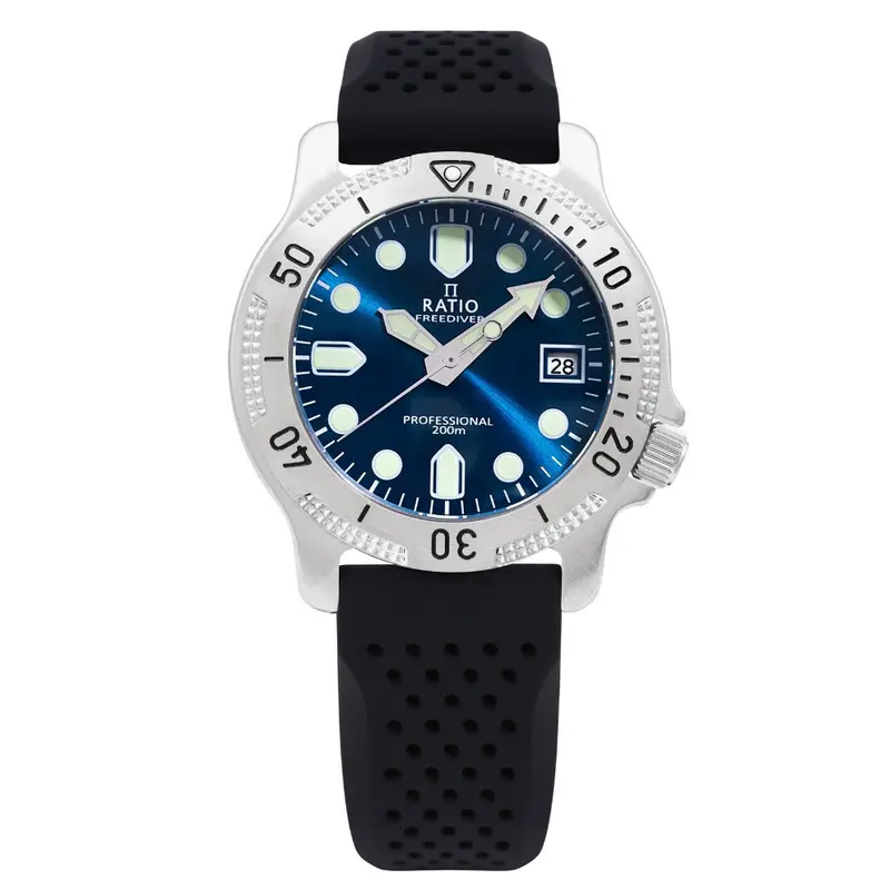 Ratio Freediver Professional Sapphire Blue Sunray Dial Quartz Rtf023 200M Men's Watch 1
