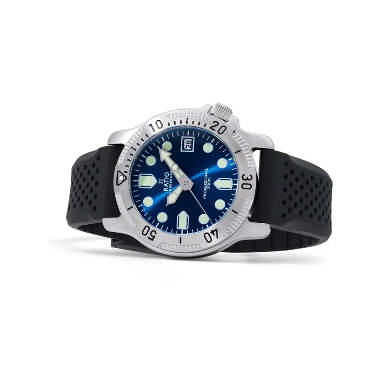 Ratio Freediver Professional Sapphire Blue Sunray Dial Quartz Rtf023 200M Men's Watch 2