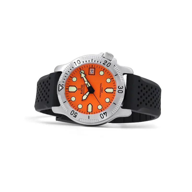 Ratio Freediver Professional Sapphire Orange Dial Quartz Rtf025 200M Men's Watch 2