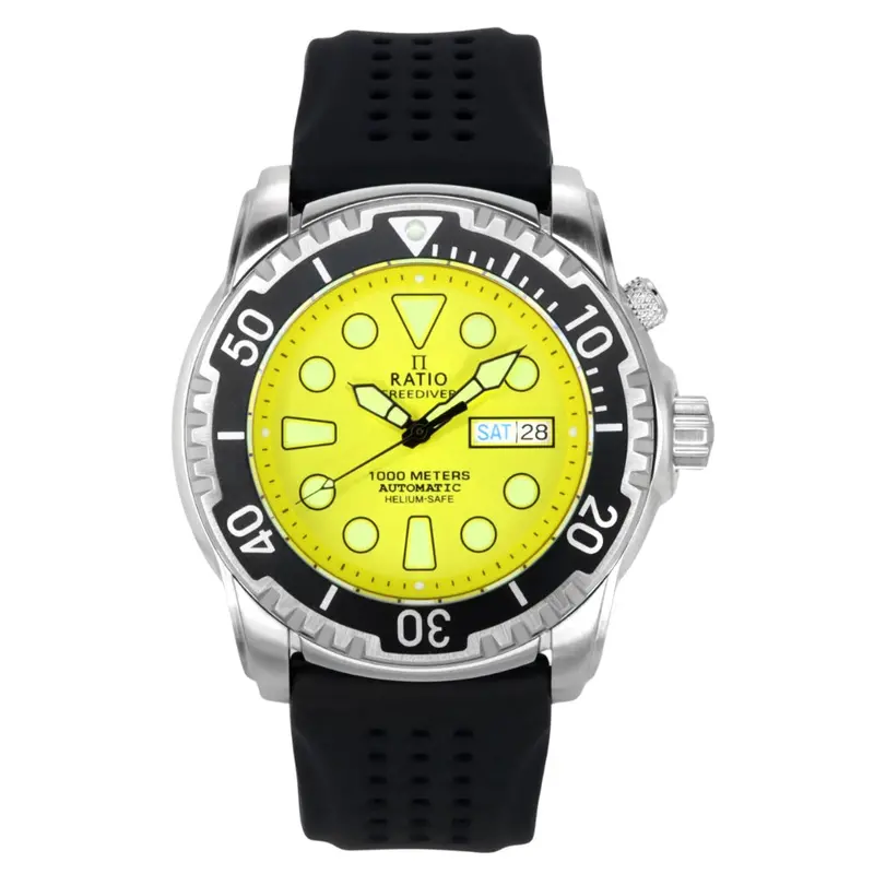 Ratio Freediver Version 03 Helium Safe 1000M Automatic Yellow Dial 1068Ha90-34Va-Ylw-V03 Men's Watch 1