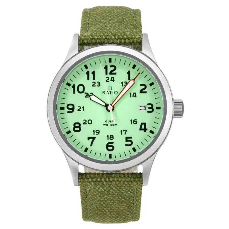 Ratio Quest Men's Field Watch Sapphire Canvas Strap Quartz Rtq021 100M Lewis And Clark Edition 1