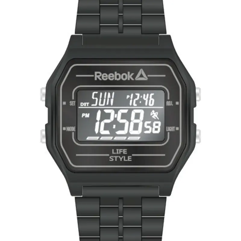 Reebok Nerd Rd-Vne-G9-Pbsb-Bb Digital Black Stainless Steel Bracelet Strap Men's Watch 1