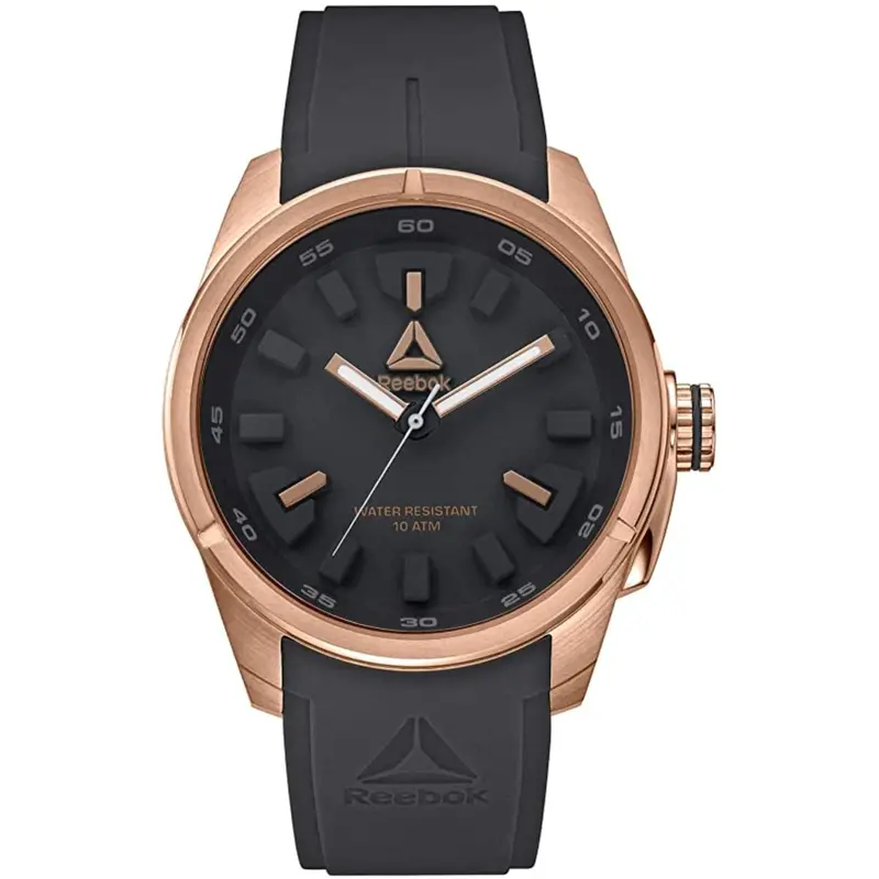 Reebok Rd-Dea-G2-S31a-A3 Rose Gold Case Black Dial Silicon Strap Men's Watch 1