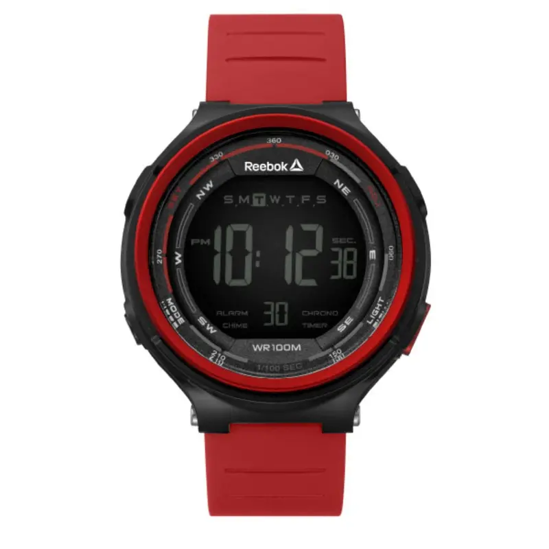 Reebok Rd-Kls-G9-Pbpr-Br Digital Black Dial Pu Red Strap Women's Watch 1