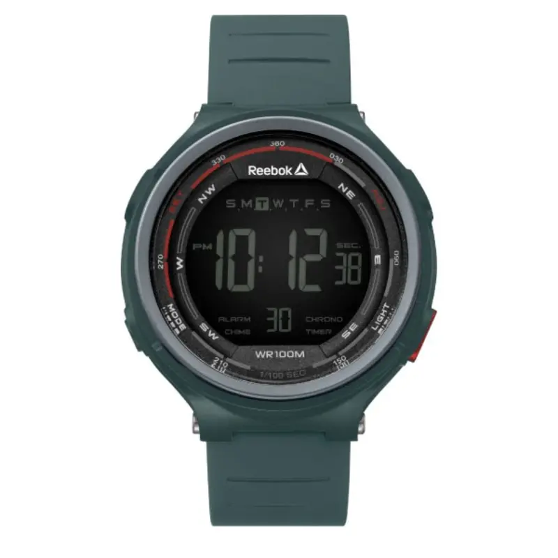 Reebok Rd-Kls-G9-Pgpg-Br Digital Balck Face Green Pu Strap Men's Watch 1