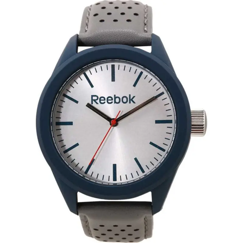 Reebok Rf-Spd-G2-Pnla-Sn Silver Dial Blue Bezel Gray Leather Strap Men's Watch 1