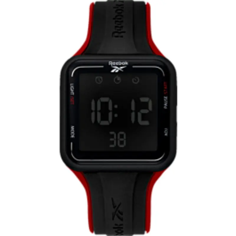 Reebok Rv-Sqg-G9-Pbib-Bb Square Elements Digital Black/Red Silicon Strap Men's Watch 1