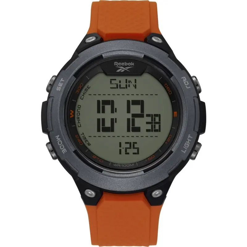 Reebok Rv-Thr-G9-Pbpo-Wo Thruster Digital Orange Silicon Strap Men's Watch 1