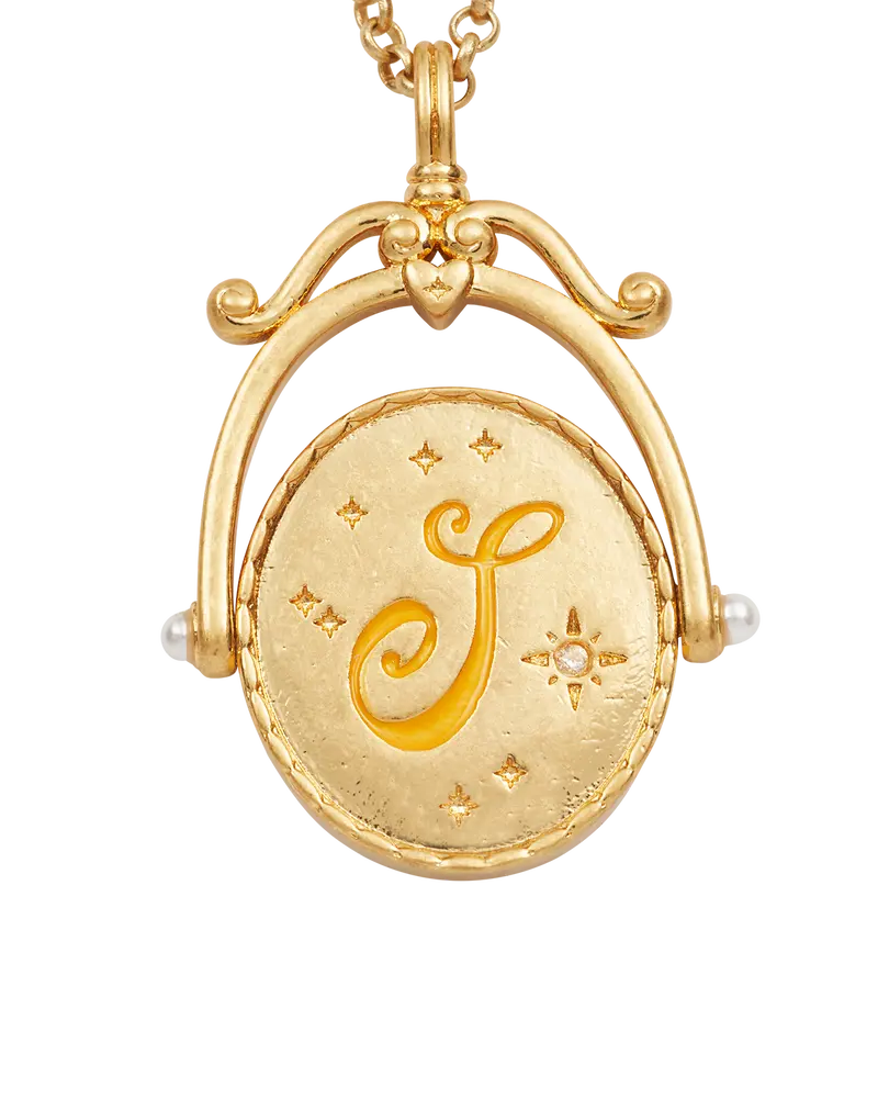 S Initial Sunflower Gold Spinner Necklace 1