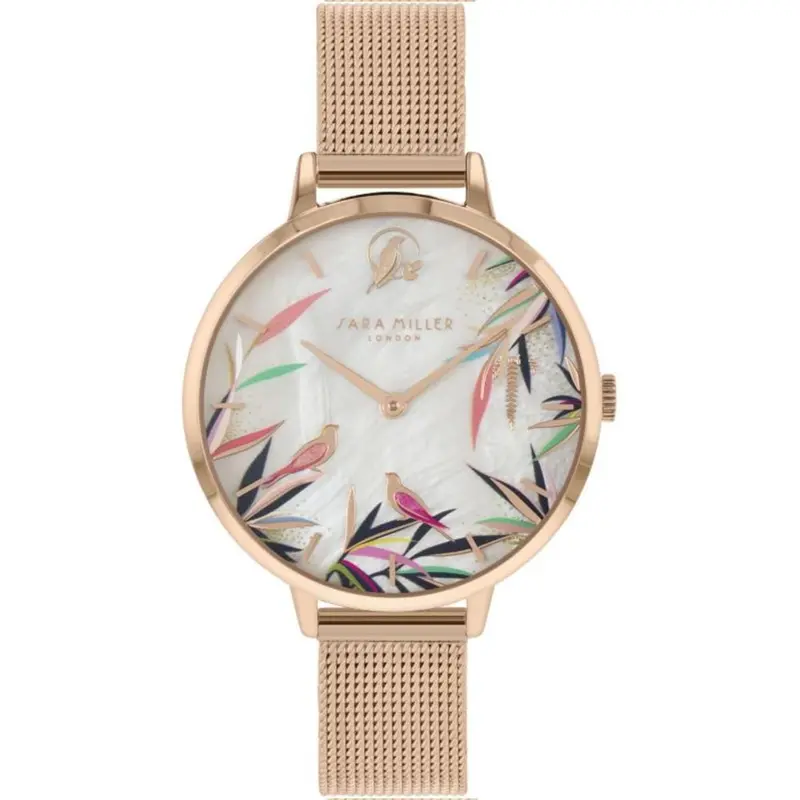 Sara Miller Bamboo - Mother Of Pearl Dial Rose Gold Mesh Strap Women's Watch Sa4070 1
