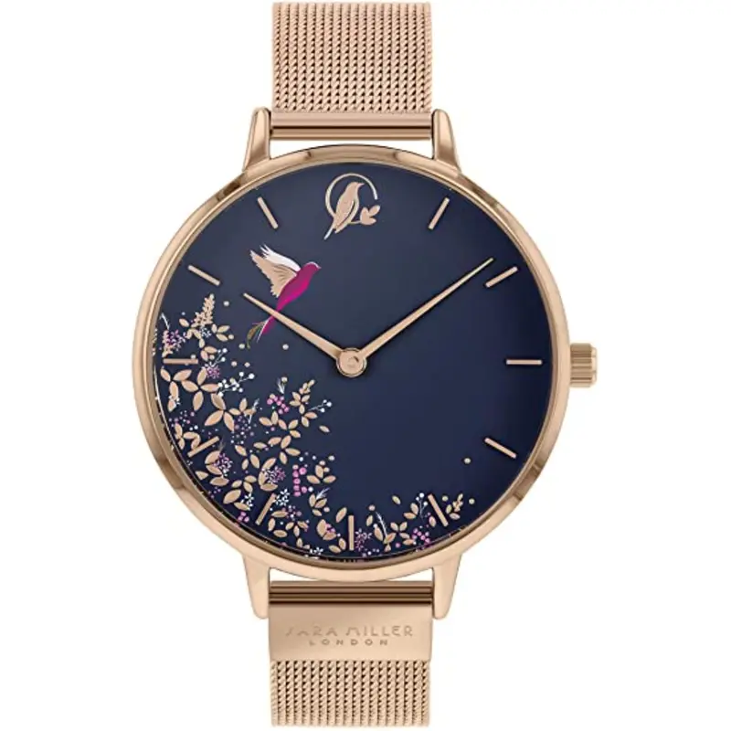 Sara Miller Chelsea Blue Dial Rose Gold Mesh Strap Women's Watch Sa4006 1