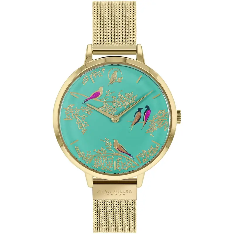 Sara Miller Chelsea Green Dial Gold Mesh Strap Women's Watch Sa4008 1