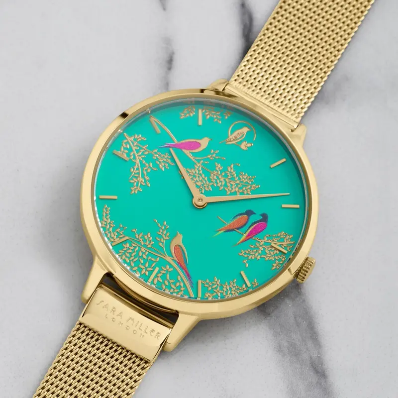 Sara Miller Chelsea Green Dial Gold Mesh Strap Women's Watch Sa4008 2