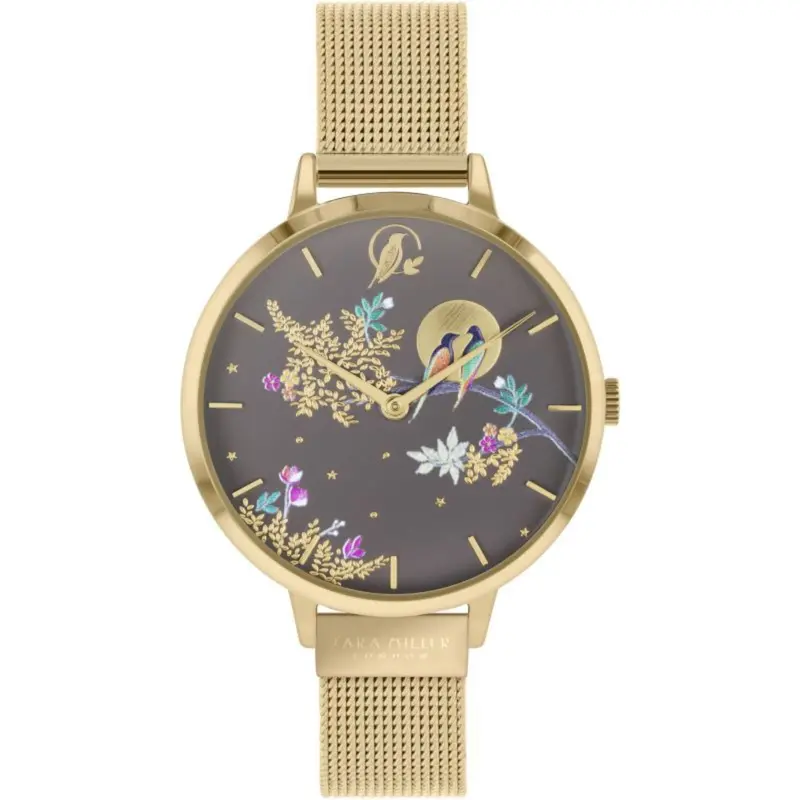 Sara Miller Chelsea Grey Dial Gold Mesh Strap Women's Watch Sa4014 1