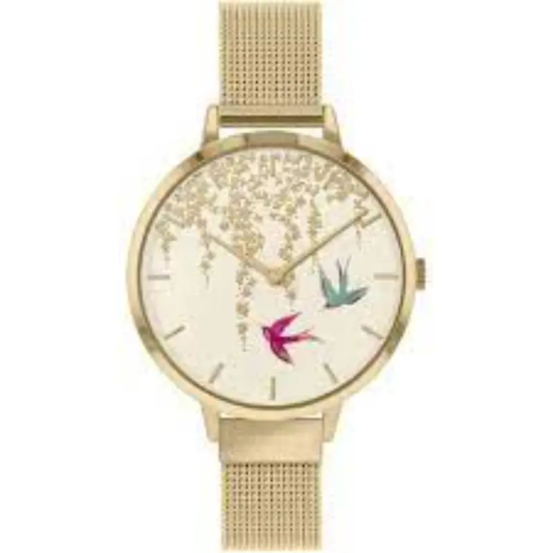 Sara Miller Swallow Gold Mesh Strap Women's Watch Sa4042 1