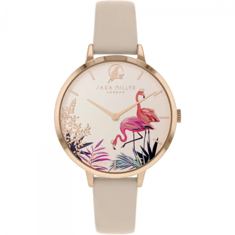Sara Miller Wisteria Grey Dial Leather Strap Women's Watch Sa2048 1