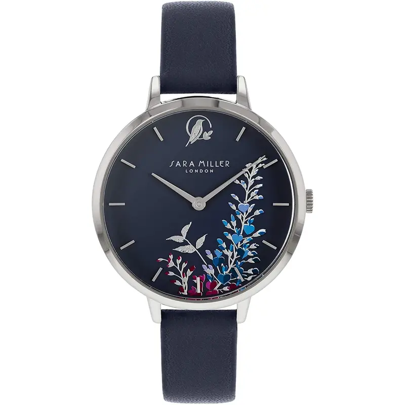 Sara Miller Wisteria Navy Dial Navy Leather Watch Sa2051 1