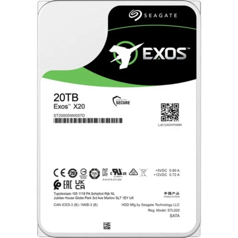 Seagate St20000nm007d Exos X20 20Tb Sata 3.5In 7200Rpm 6Gb/S 512E/4Kn 1