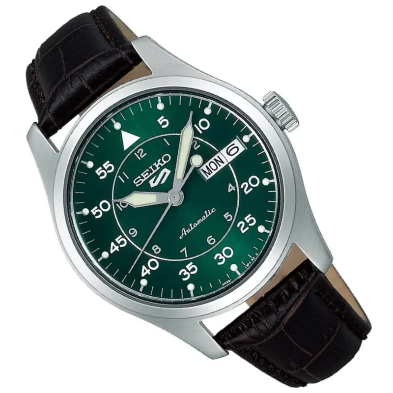 Seiko 5 Automatic Green Dial Brown Leather Strap Men Watch Srpj89k1p 2