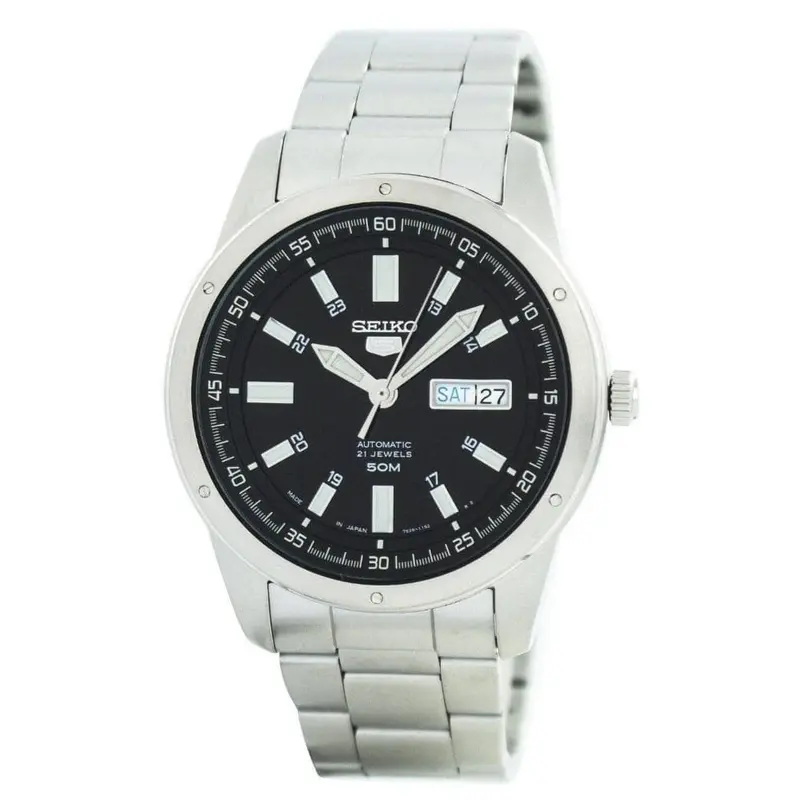 Seiko 5 Black Dial Automatic Stainless Steel Men's Watch Snkn13j1p 1