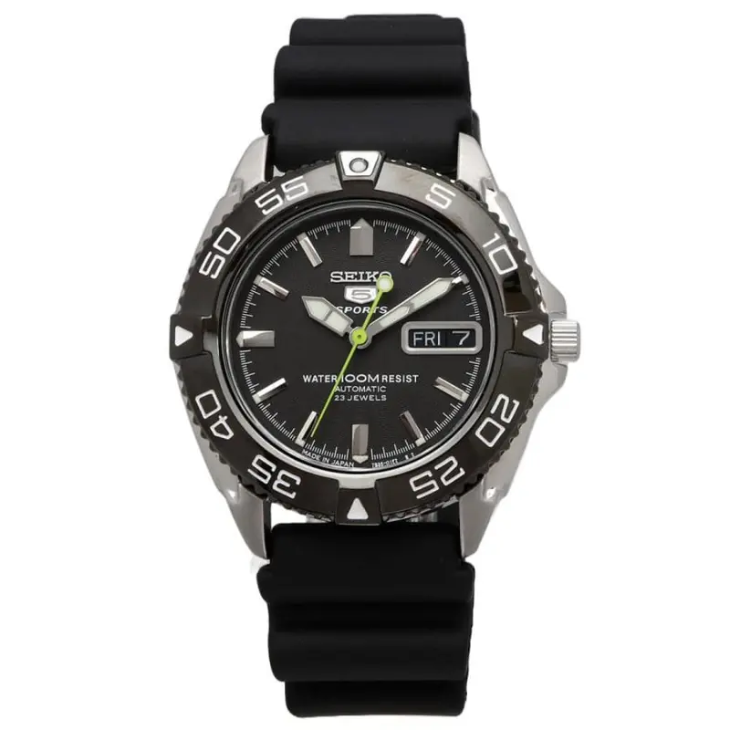 Seiko 5 Black Dial & Rubber Strap Men Watch Snzb23j2p 1