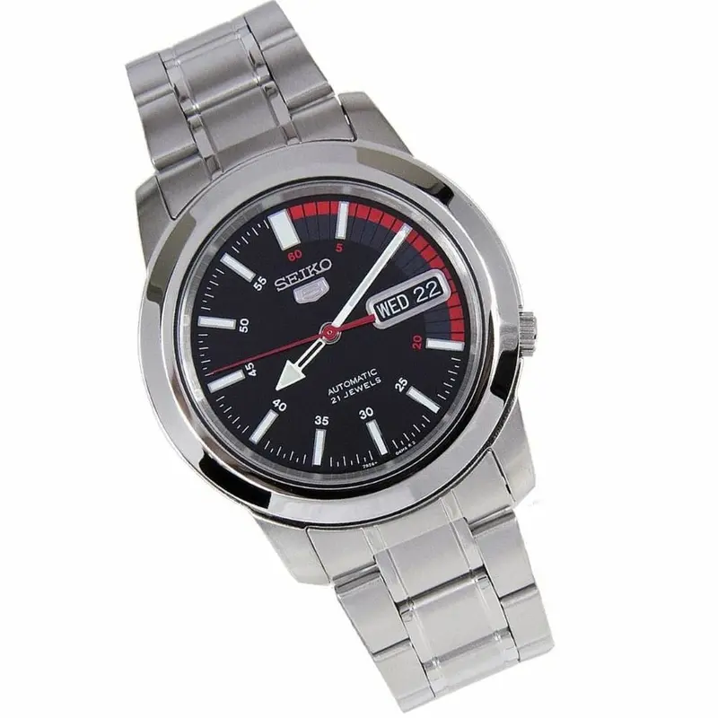 Seiko 5 Black Dial Silver Stainless Steel Strap Men Watch Snkk31k1 2