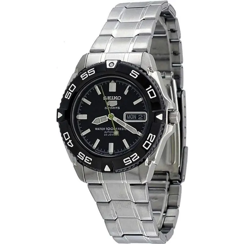 Seiko 5 Black Dial Silver Stainless Steel Strap Men Watch Snzb23j1p 2