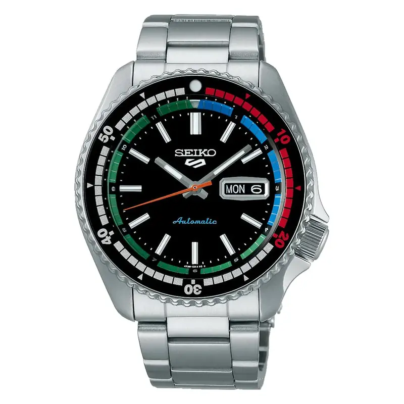 Seiko 5 Black Dial Silver Stainless Steel Strap Men Watch Srpk13k1 1