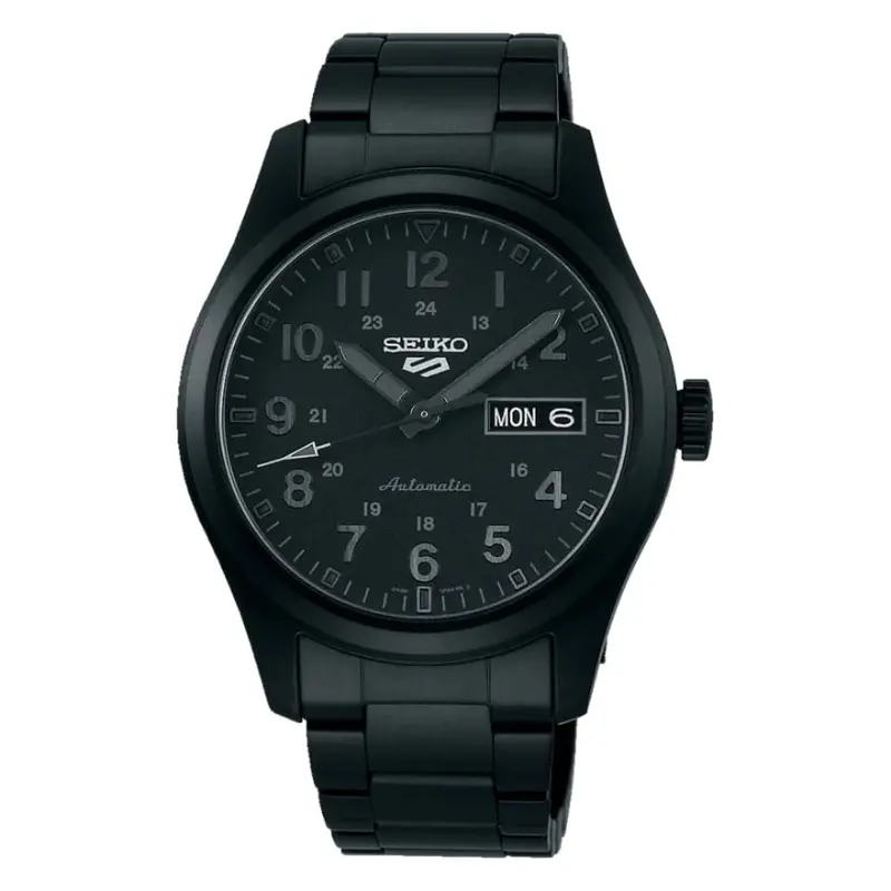 Seiko 5 Black Dial Stainless Steel Strap Men Watch Srpj09k1p 1
