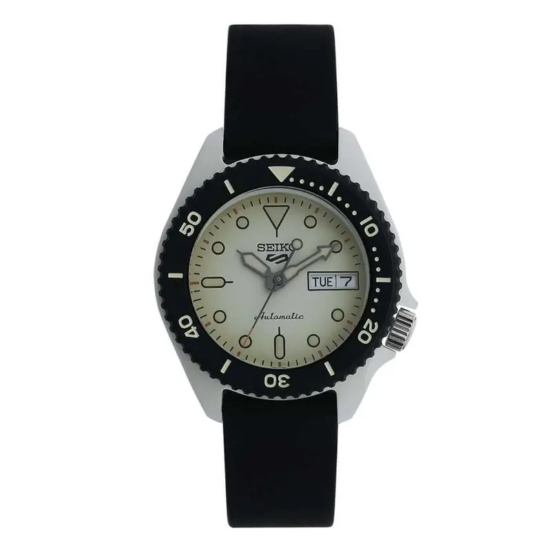 Seiko 5 Black Silicon Strap Men Watch Srpg71k1 1