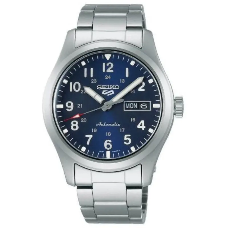 Seiko 5 Blue Dial Silver Stainless Steel Strap Men Watch Srpg29k1p 1