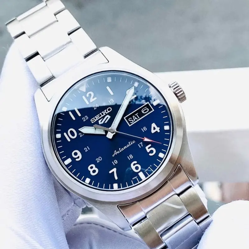 Seiko 5 Blue Dial Silver Stainless Steel Strap Men Watch Srpg29k1p 2