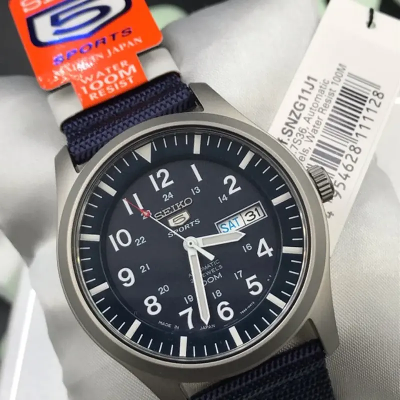 Seiko 5 Blue Nylon Strap Men's Watch Snzg11j1p 2