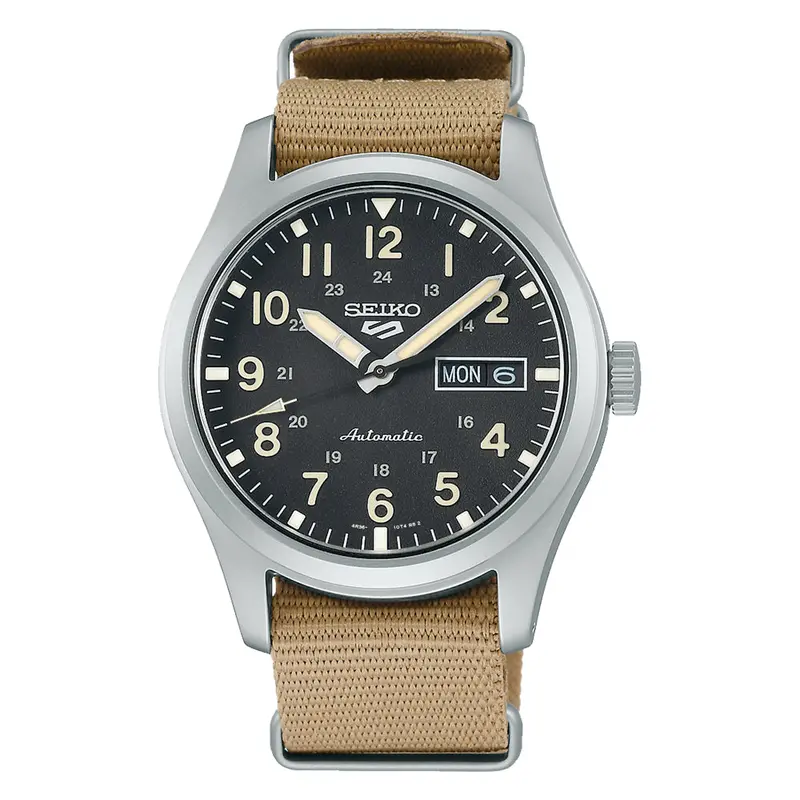 Seiko 5 Brown Nylon Strap Men's Watch - Day-Date Display | Srpg35k1 1