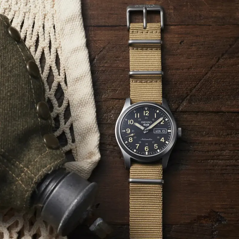 Seiko 5 Brown Nylon Strap Men's Watch - Day-Date Display | Srpg35k1 2