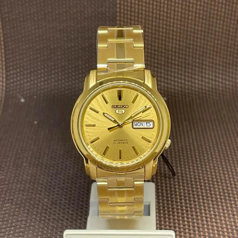 Seiko 5 Gold Dial & Stainless Steel Strap Men Watch Snkk76k1p 2
