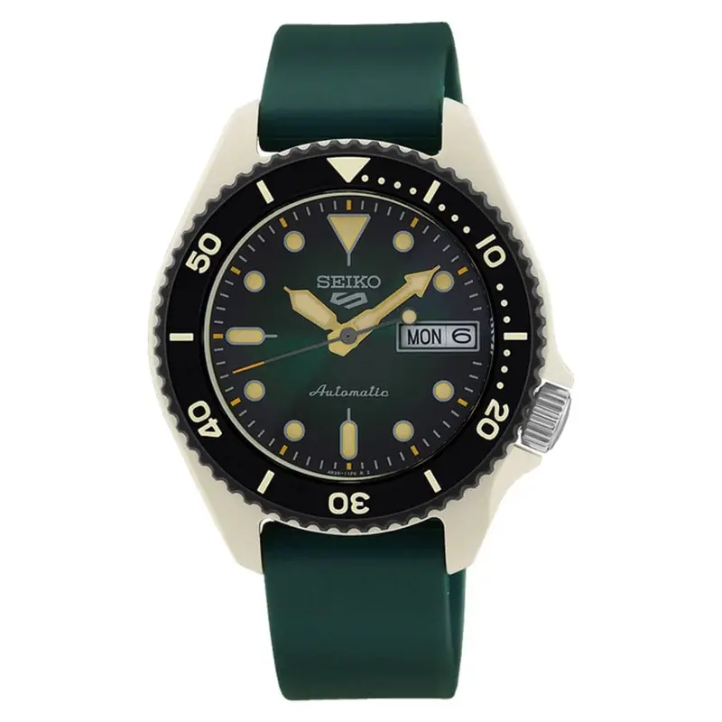 Seiko 5 Green Dial And Silicone Strap Men Watch Srpg73k1 1