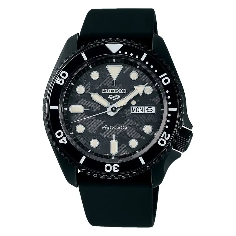 Seiko 5 Grey Dial With Black Silicone Strap Men Watch Srpj39k1 1