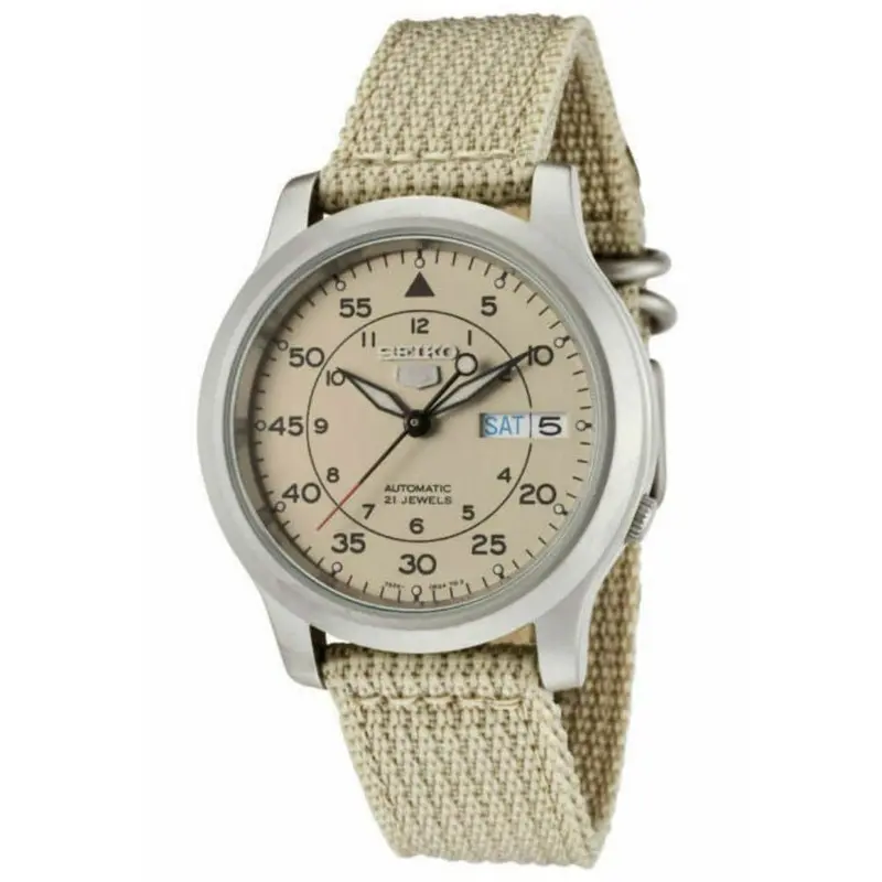 Seiko 5 Military Automatic Snk803k2 Men's Beige Nylon Strap Watch 1