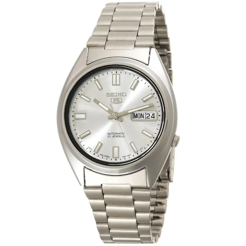 Seiko 5 Silver Dial And Stainless Steel Strap Men Watch Snxs73k1p 1