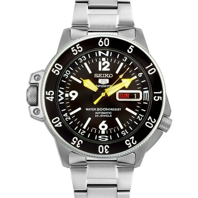 Seiko 5 Skz211k1p Automatic Sport Shark Black Dial Inner Rorating Compass Scale Men's Watch 1
