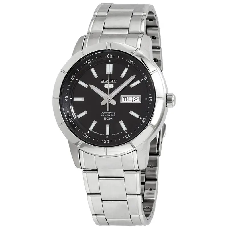 Seiko 5 Snkn55j1p Black Dial Stainless Steel Men Watch 1