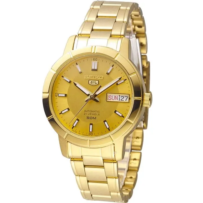 Seiko 5 Snkn62k1p Automatic Gold Dial Stainless Steel Bracelet Men's Watch 2