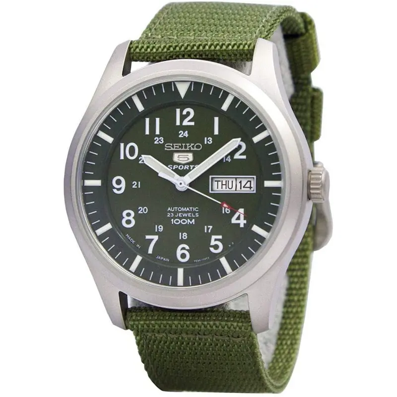 Seiko 5 Snzg09j1p Green Nylon Strap Men's Watch 1