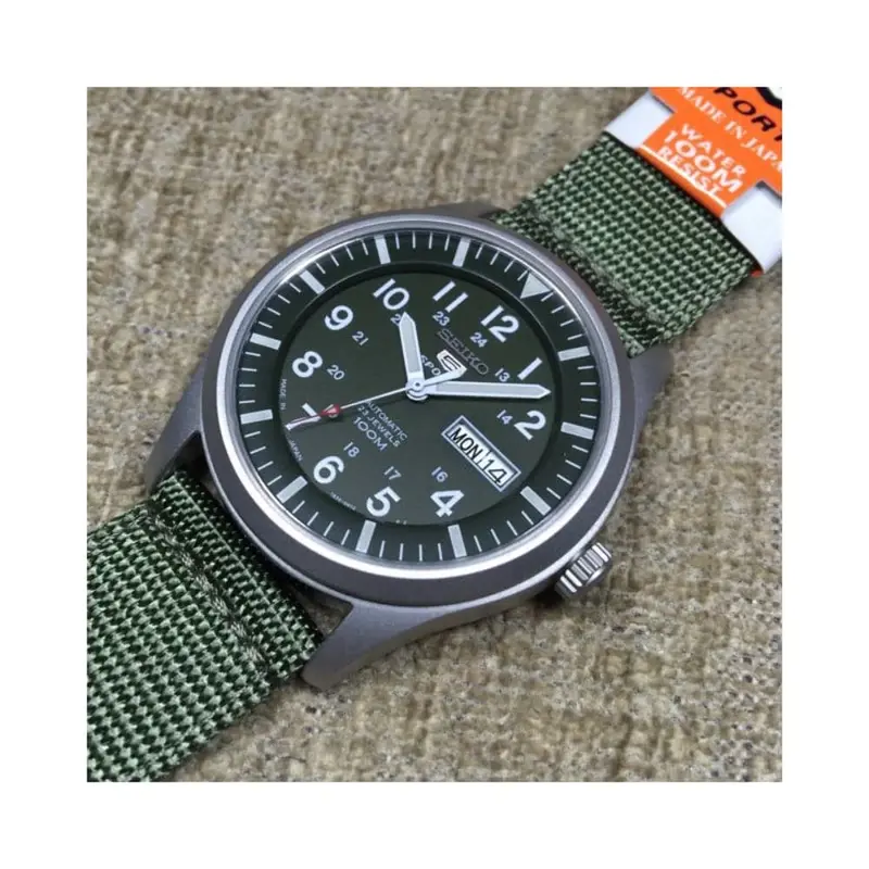 Seiko 5 Snzg09j1p Green Nylon Strap Men's Watch 2