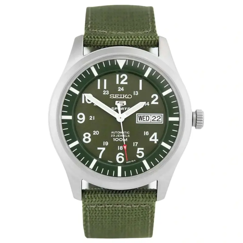 Seiko 5 Snzg09k1p Green Nylon Strap Men's Watch 1