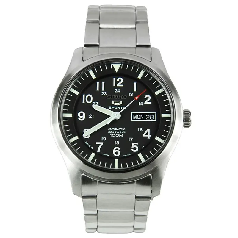 Seiko 5 Snzg13j1p Stainless Steel Black Dial Men's Watch 1